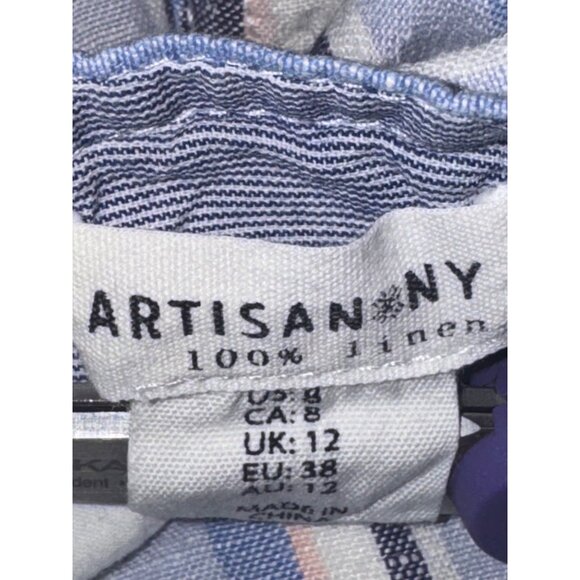 Artisan Ny Womens Striped Linen Shorts Blue & Pink Size L - Picture 3 of 8